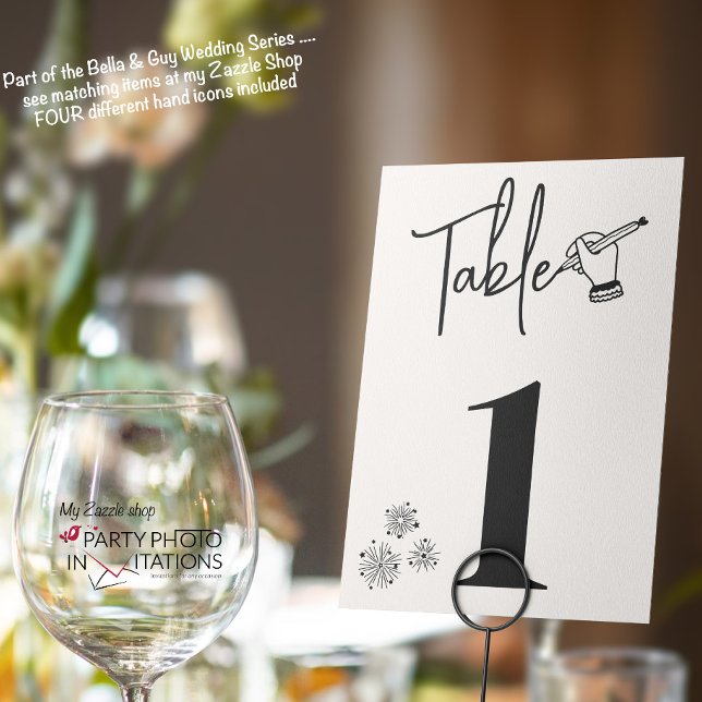 Hand drawn Wedding Table number (Bella & Guy Table number)