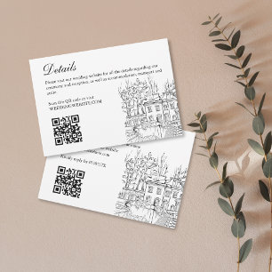 Hand Drawn Wedding Venue Mansion Illustration RSVP Enclosure Card