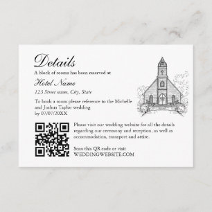 Hand Drawn Wedding Venue Mansion Illustration RSVP Enclosure Card