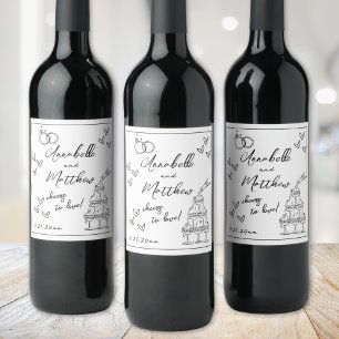 Hand Drawn Wedding Wine Label