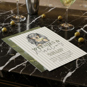 Hand Drawn Weenies and Martinis Dachshund Invitation