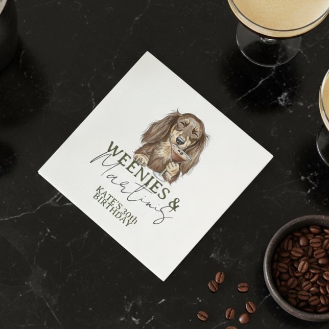 Hand Drawn Weenies and Martinis Dachshund Napkin (Hand Drawn Weenies and Martinis Dachshund Napkins)