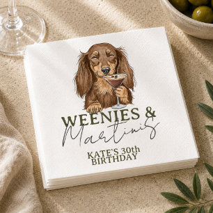 Hand Drawn Weenies and Martinis Dachshund Napkin