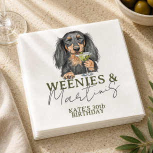 Hand Drawn Weenies and Martinis Dachshund Napkin
