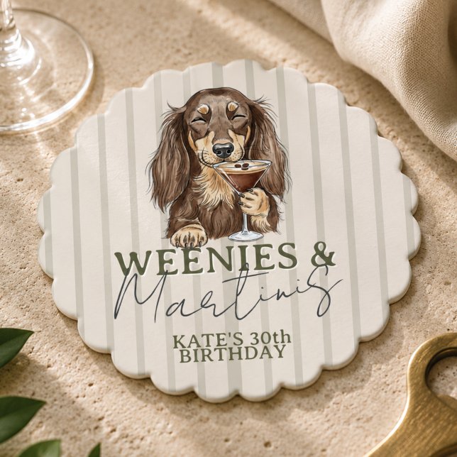 Hand Drawn Weenies and Martinis Dachshund Paper Coaster (Hand Drawn Weenies and Martinis Dachshund Paper Coaster)
