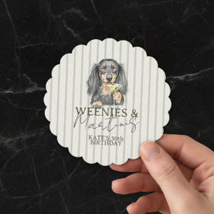 Hand Drawn Weenies and Martinis Dachshund Paper Coaster