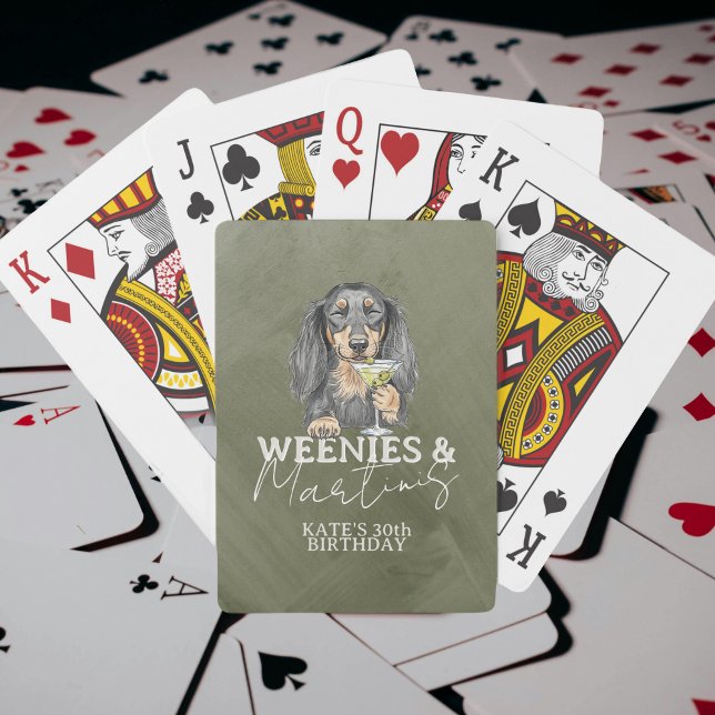 Hand Drawn Weenies and Martinis Dachshund Playing Cards (Celebrate with these Hand Drawn Weenies and Martinis Dachshund playing cards!)