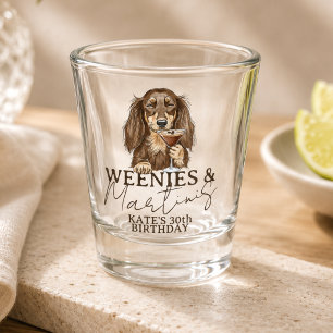Hand Drawn Weenies and Martinis Dachshund Shot Glass
