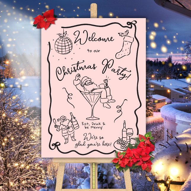 Hand drawn whimisical doodle Christmas Party  Poster (Creator Uploaded)