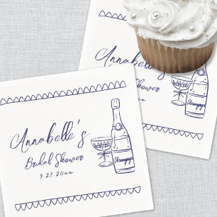Hand Drawn Whimsical Blue Bridal Shower Napkin