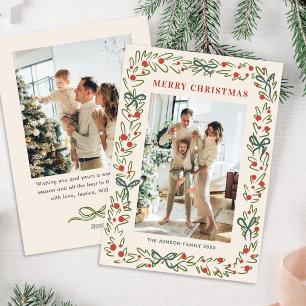 Hand Drawn Whimsical Boho Christmas 2 Photo Holiday Card