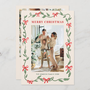 Hand Drawn Whimsical Boho Christmas 5 Photo Holiday Card