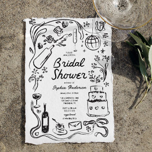 Hand Drawn Whimsical Bridal Shower Invitation