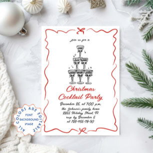 Hand Drawn Whimsical Christmas Cocktail Party Invitation