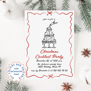 Hand Drawn Whimsical Christmas Cocktail Party Invitation