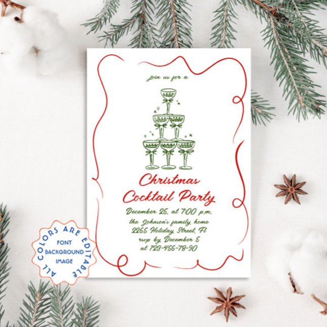 Hand Drawn Whimsical Christmas Cocktail Party Invitation (Creator Uploaded)
