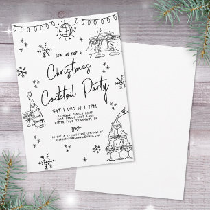 Hand Drawn Whimsical Christmas Cocktail Party Invitation
