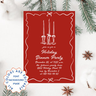 Hand Drawn Whimsical Christmas Holiday Dinner Invitation