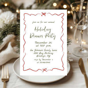 Hand Drawn Whimsical Christmas Holiday Dinner Invitation