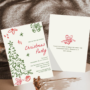Hand Drawn Whimsical Christmas Holiday Party Invitation