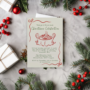 Hand Drawn Whimsical Christmas Party  Invitation