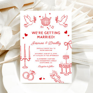 Hand-Drawn Whimsical Doodle Wedding Invitation