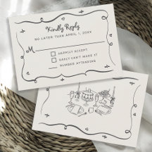 Hand Drawn Whimsical Doodles Wavy Frame RSVP