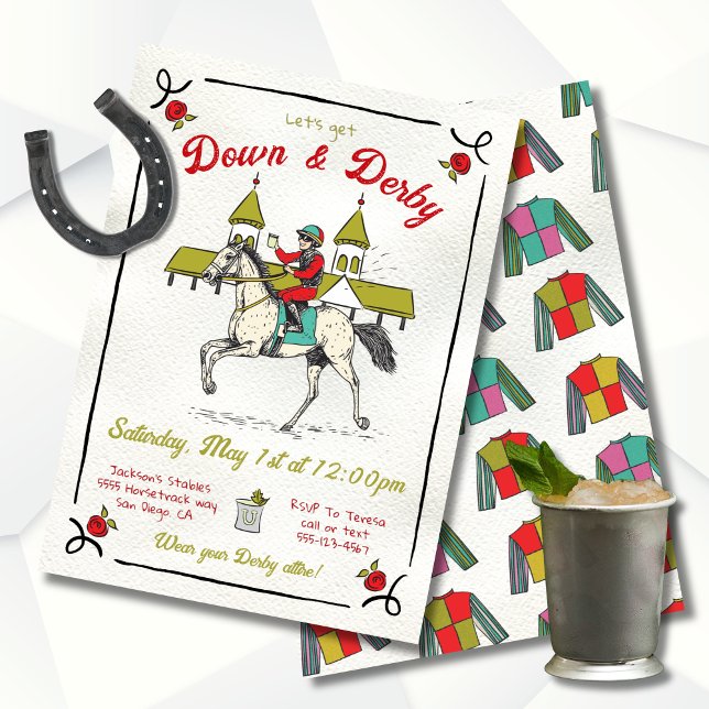 Hand Drawn Whimsical Down & Derby Party Invitation (Creator Uploaded)