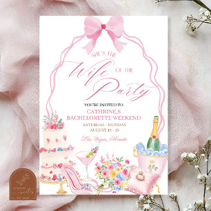 Hand Drawn Whimsical Elegant Wife of the Party Bac Invitation