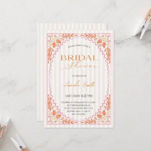 Hand Drawn Whimsical Flower Bridal shower Invitation