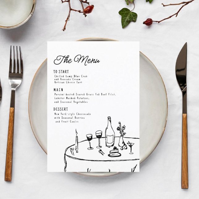 hand drawn whimsical funky minimalist  menu (Creator Uploaded)