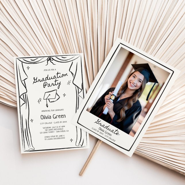 Hand Drawn Whimsical Graduation Party Invitation (Creator Uploaded)