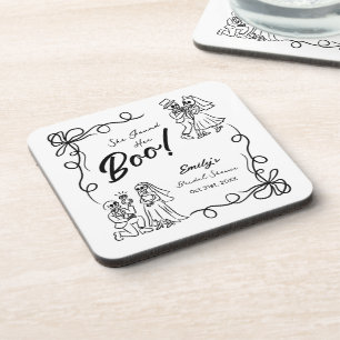 Hand Drawn Whimsical Halloween Bridal Shower Coaster