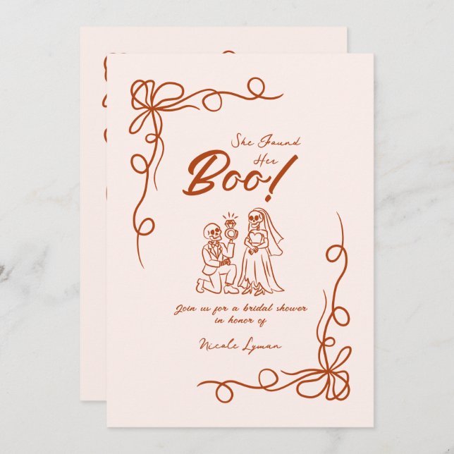 Hand Drawn Whimsical Halloween Bridal Shower Invitation (Front/Back)