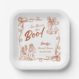 Hand Drawn Whimsical Halloween Bridal Shower Paper Plate