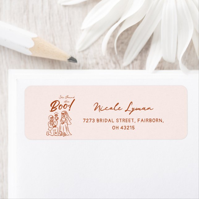 Hand Drawn Whimsical Halloween Bridal Shower Return Address Label (Insitu)