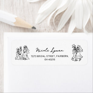 Hand Drawn Whimsical Halloween Wedding Shower Return Address Label