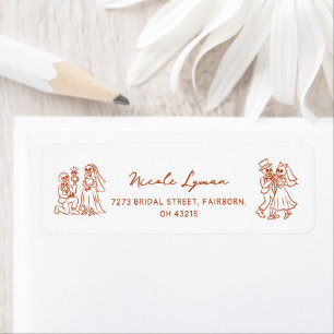 Hand Drawn Whimsical Halloween Wedding Shower Return Address Label
