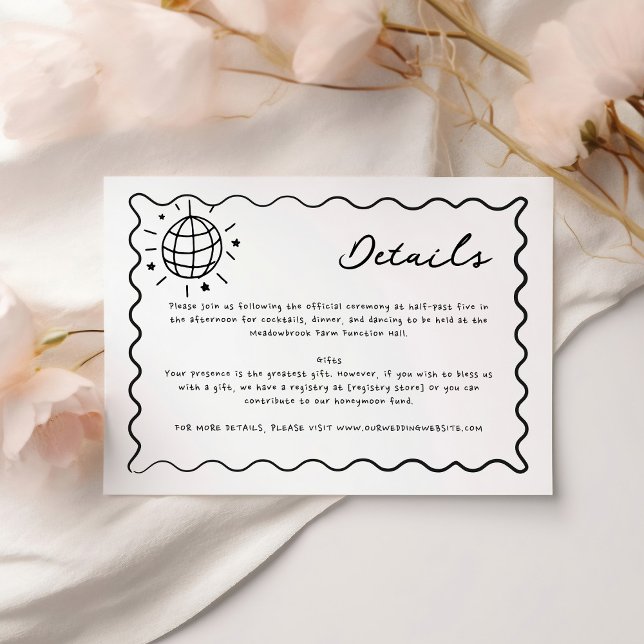 Hand Drawn Whimsical Handwritten Wedding Details Enclosure Card (Creator Uploaded)