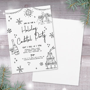 Hand Drawn Whimsical Holiday Cocktail Party Invitation