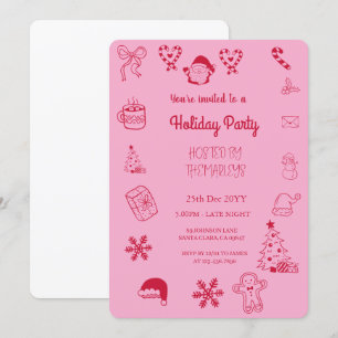 Hand drawn whimsical holiday party invitation