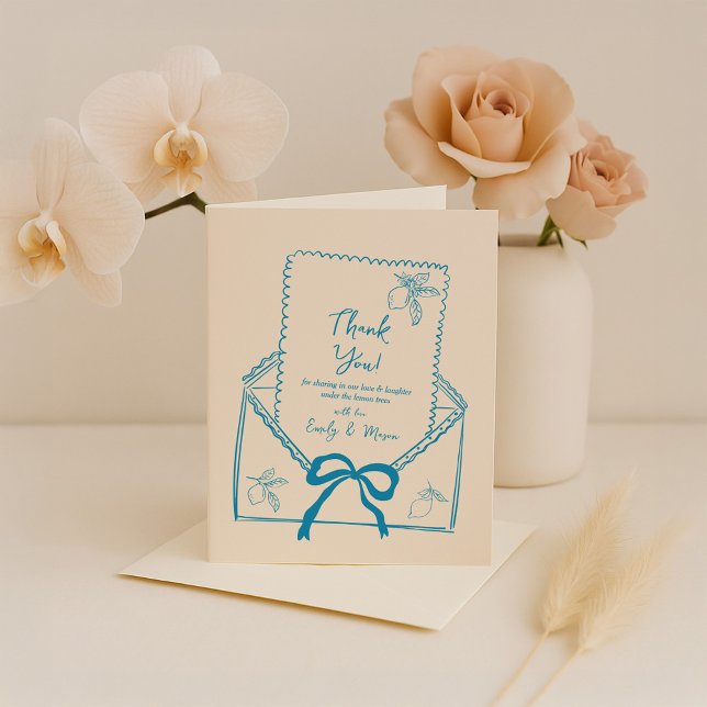 Hand Drawn Whimsical Lemon Wedding Thank You Cards (Creator Uploaded)