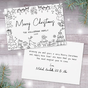Hand Drawn Whimsical Merry Christmas Holiday Card