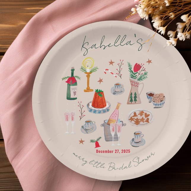 Hand Drawn Whimsical Merry Little Bridal Shower Paper Plate (Hand Drawn Whimsical Merry Little Bridal Shower Paper Plates)