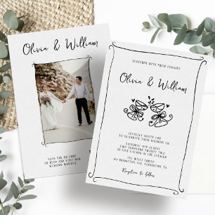Hand-Drawn Whimsical Photo All-In-One Wedding Invitation