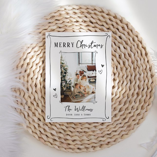 Hand Drawn Whimsical Photo Christmas Holiday Card (Creator Uploaded)