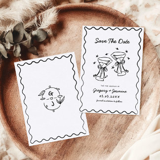 Hand Drawn Whimsical Quirky Handwritten Wedding Save The Date
