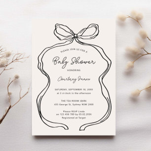 Hand Drawn Whimsical Ribbon Border Baby Shower Invitation