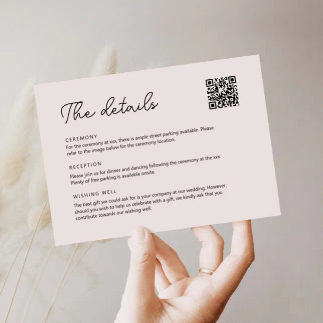 Hand Drawn Whimsical Ribbon Details with QR Code Invitation | Zazzle
