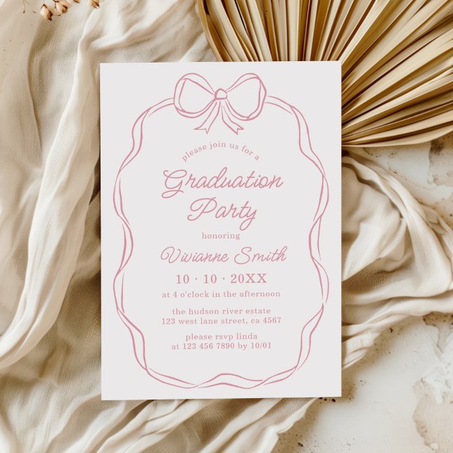 Hand Drawn Whimsical Ribbon Graduation Party Invitation (Creator Uploaded)